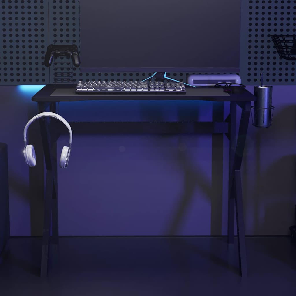 E-shop Multidom Herný stôl s nohami v tvare K čierny 90x60x75 cm
