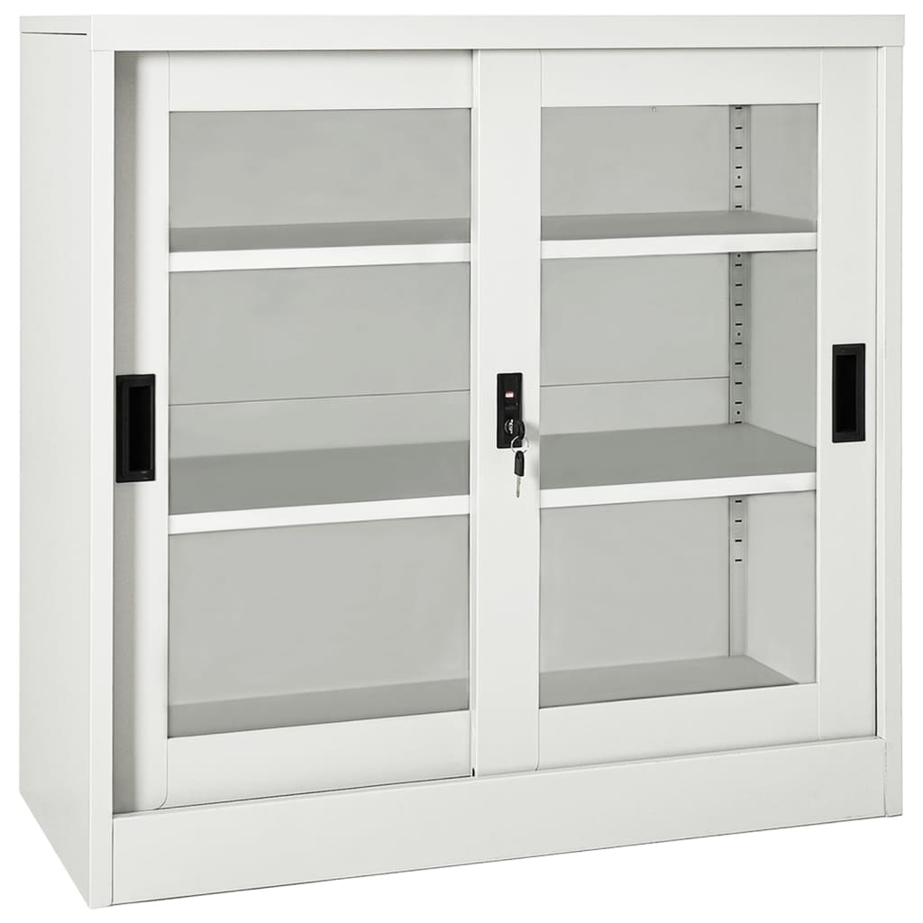E-shop Multidom Skriňa s posuvnými dverami bledosivá 90x40x90 cm oceľ