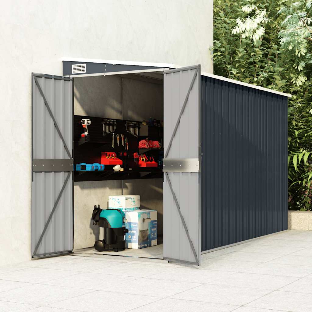 E-shop Multidom Nástenná záhradná kôlňa antracitová 118x288x178 cm oceľ