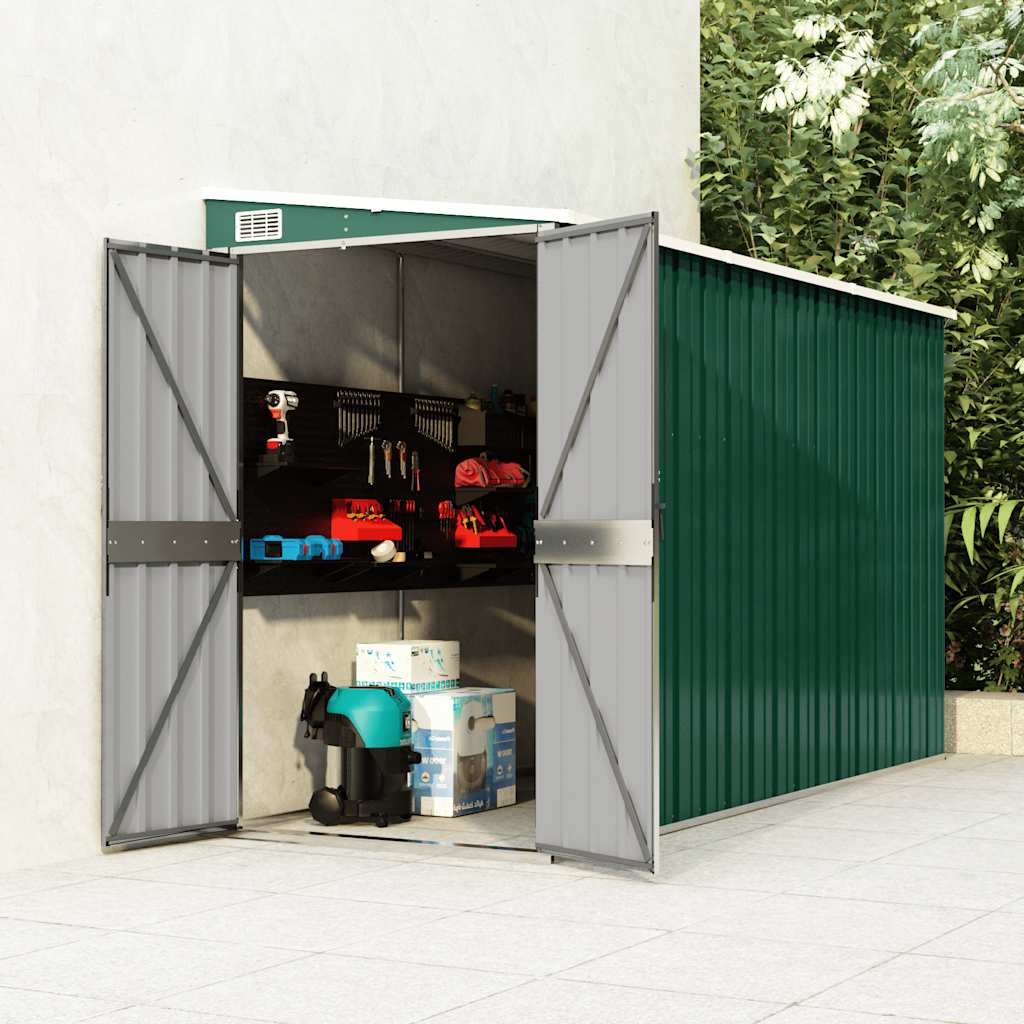 E-shop Multidom Nástenná záhradná kôlňa zelená 118x288x178 cm pozinkovaná oceľ