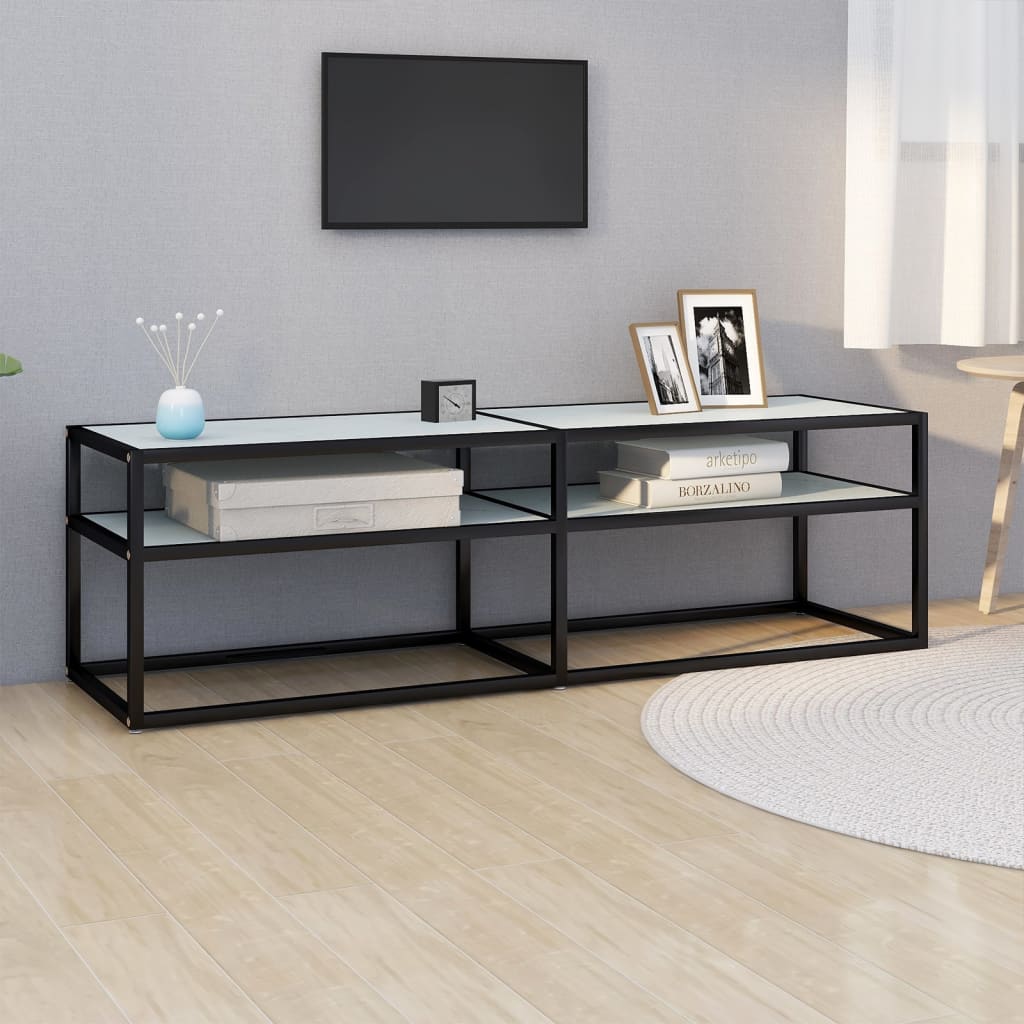 E-shop Multidom TV skrinka, biely mramor 140x40x40,5 cm, tvrdené sklo