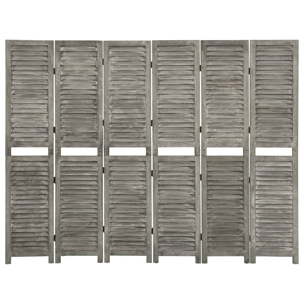 E-shop Multidom 6-panelový paraván sivý 214x166 cm masívne drevo