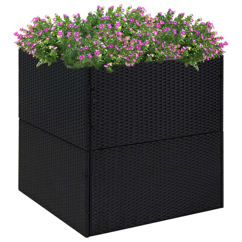 E-shop Multidom Záhradný kvetináč čierny 80x80x80 cm polyratanový