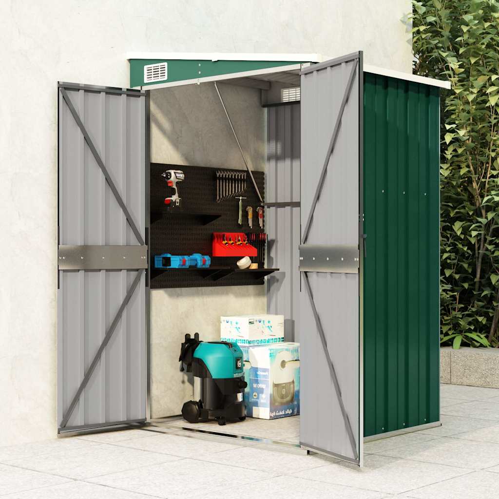 E-shop Multidom Nástenná záhradná kôlňa zelená 118x100x178 cm pozinkovaná oceľ