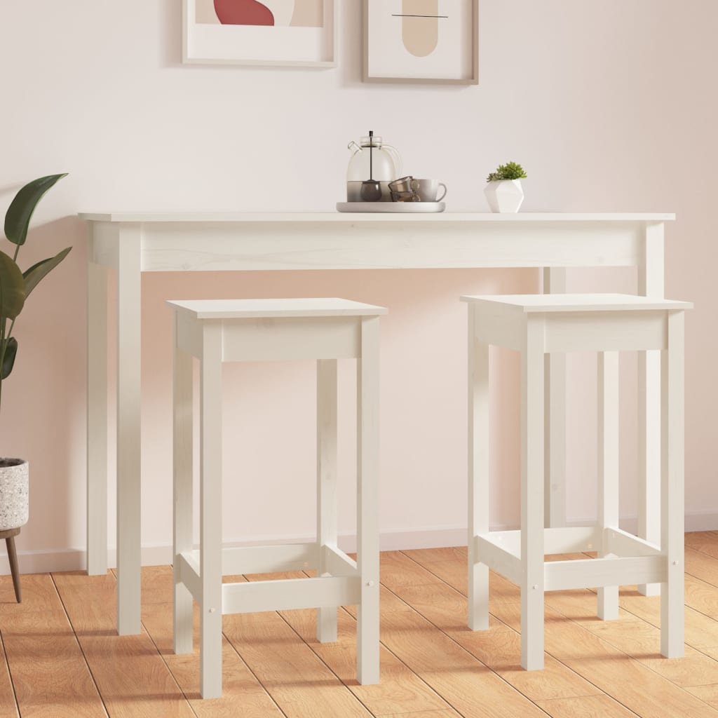 E-shop Multidom Barové stoličky 2 ks biele 40x40x78 cm borovicový masív