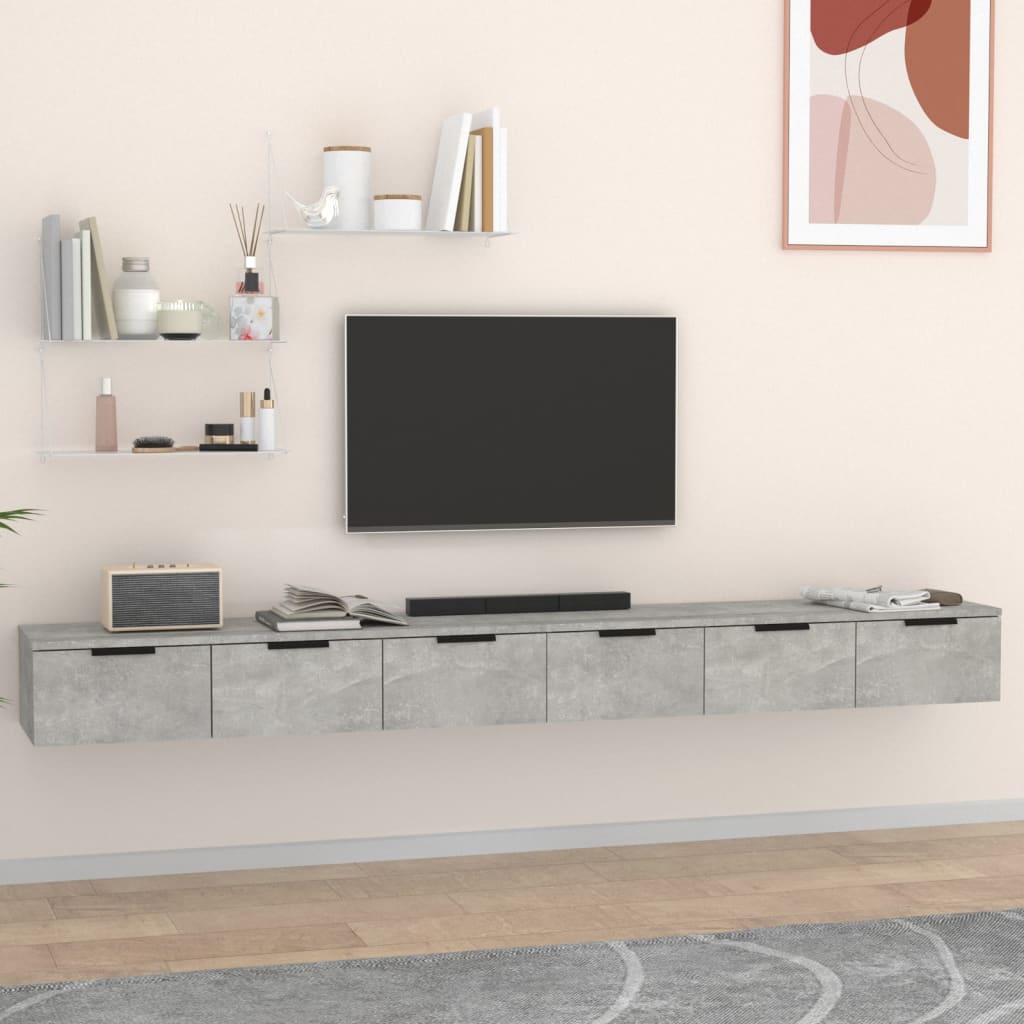 E-shop Multidom Nástenné skrinky 2 ks betónovosivé 102x30x20cm spracované drevo
