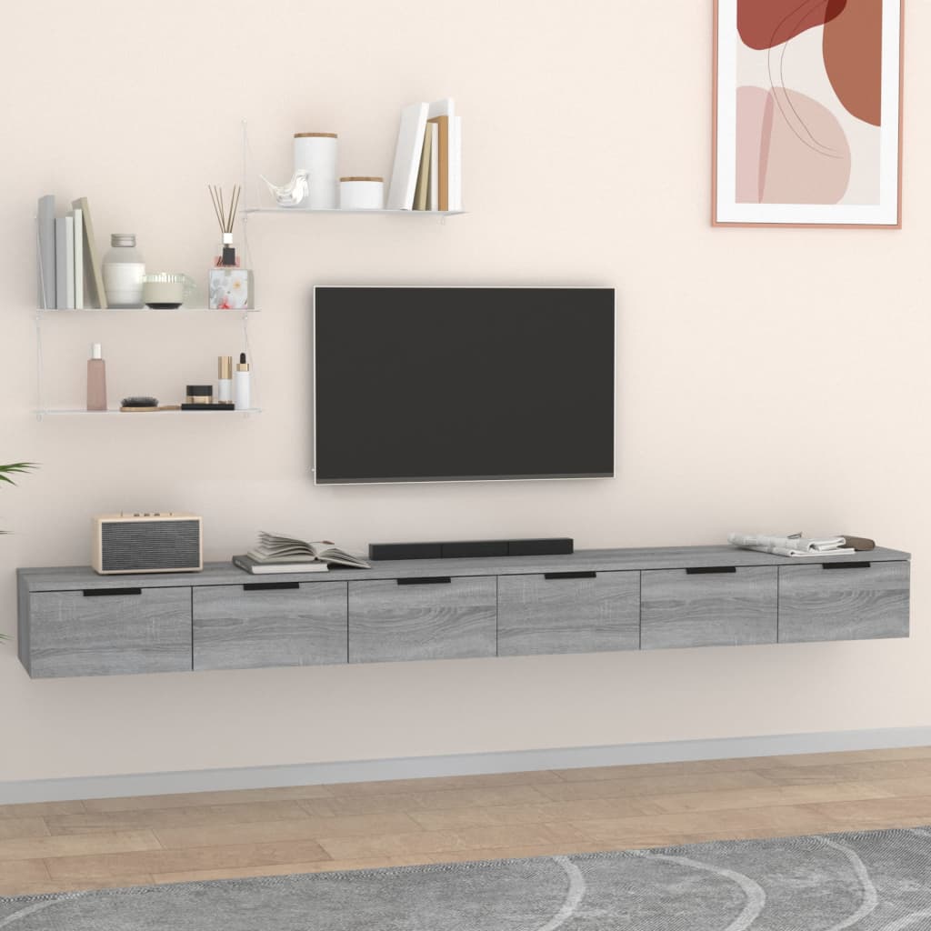 E-shop Multidom Nástenné skrinky 2 ks sivé sonoma 102x30x20 cm spracované drevo