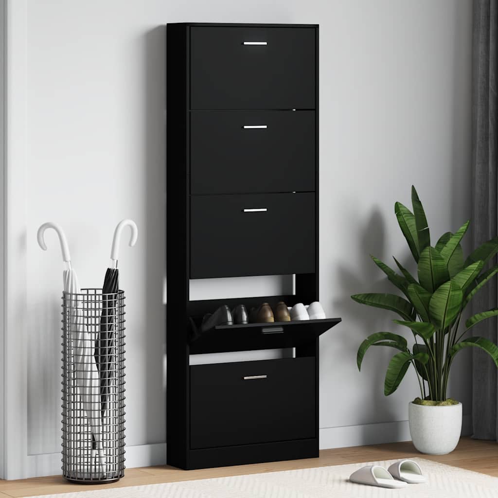 E-shop Multidom Botník čierny 59x17x169 cm spracované drevo