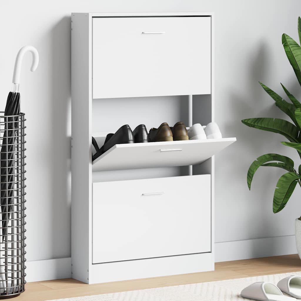 E-shop Multidom Skrinka na topánky biela 59x17x108 cm, drevená