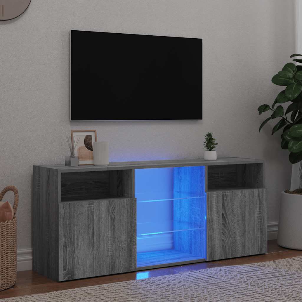 E-shop Multidom TV skrinka s LED svetlami sivá sonoma 120x30x50 cm
