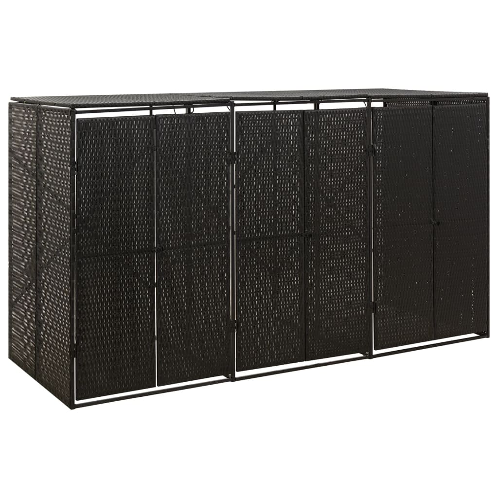 E-shop Multidom Ohrada na tri odpadkové koše čierna 207x80x117 cm polyratan