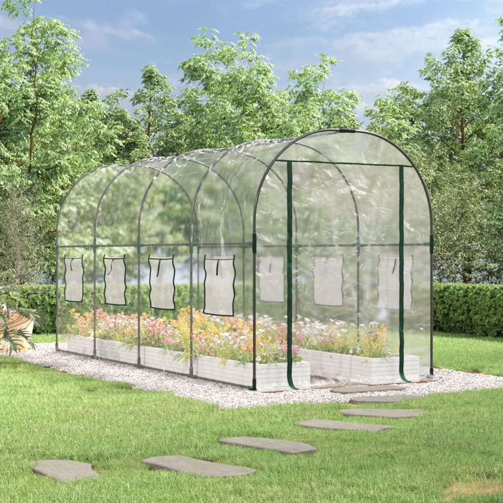 Multidom Skleník priehľadný 160x400x190 cm PVC a práškovaná oceľ