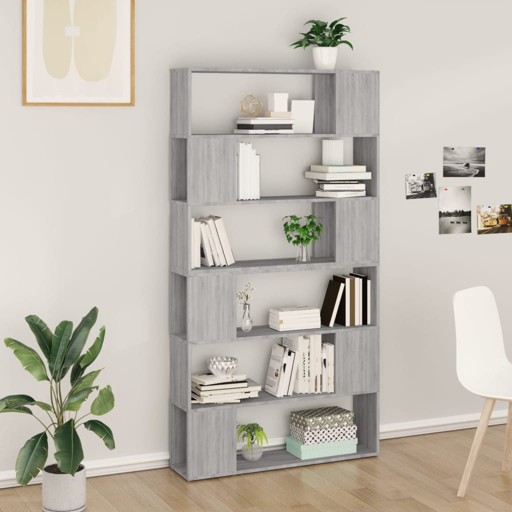E-shop Multidom Knižnica/deliaca stena sivá sonoma 100x24x188 cm