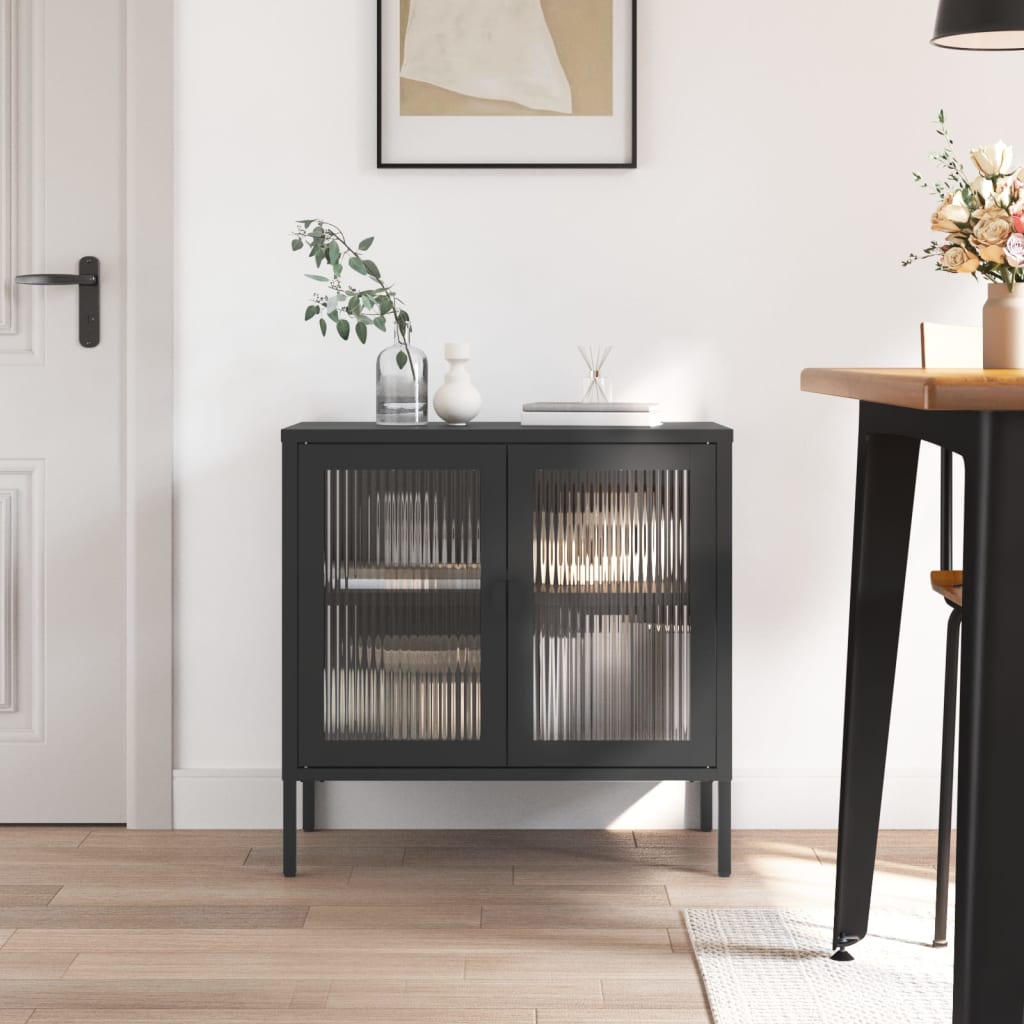 E-shop Multidom Komoda čierna 70x35x70 cm sklo a oceľ
