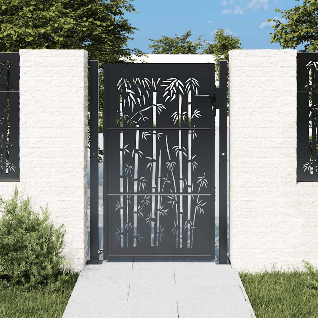 E-shop Multidom Záhradná brána antracitová 100x150 cm oceľový bambusový dizajn