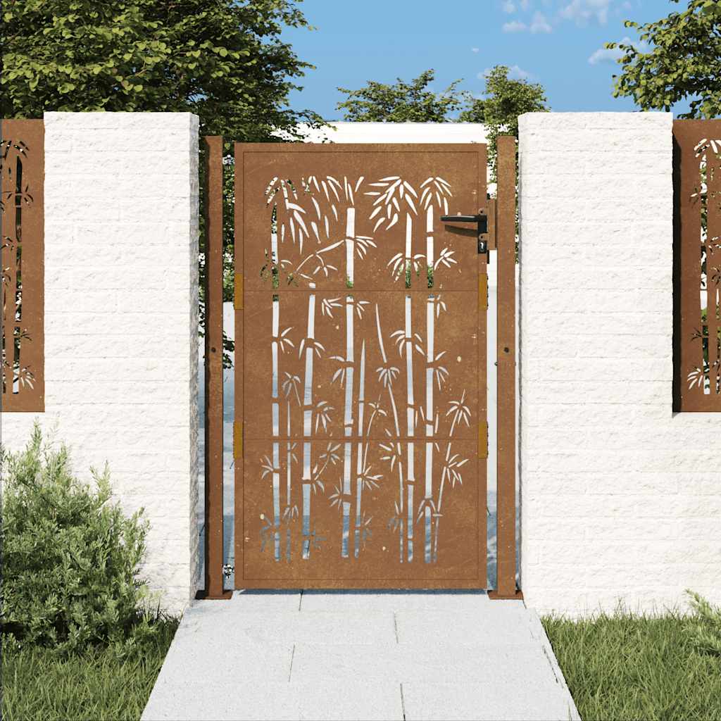E-shop Multidom Záhradná brána 100x125 cm, corten oceľ, bambusový dizajn