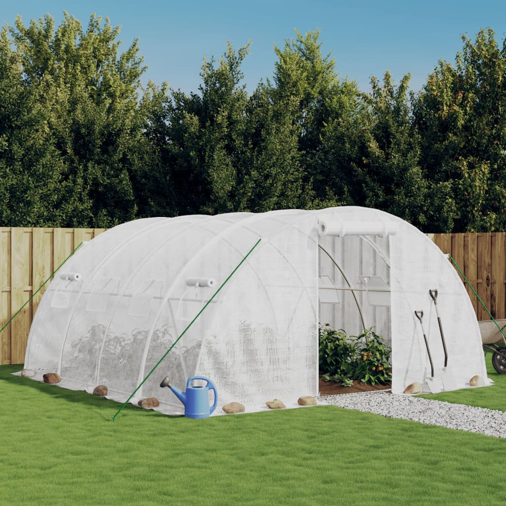 Multidom Skleník s oceľovým rámom biely 16 m² 4x4x2 m