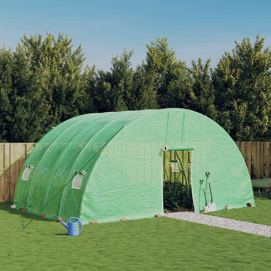 Multidom Skleník s oceľovým rámom zelený 24 m² 6x4x2,85 m