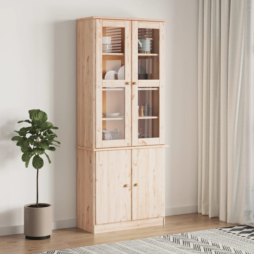 Multidom Sklenená vitrína ALTA 77x35x186,5 cm masívna borovica