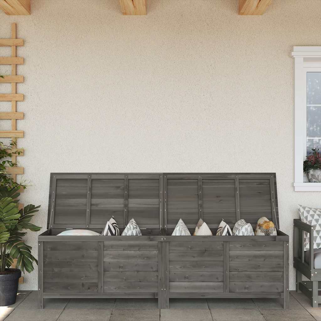 E-shop Multidom Záhradný úložný box antracitový 198,5x50x56,5 cm jedľový masív
