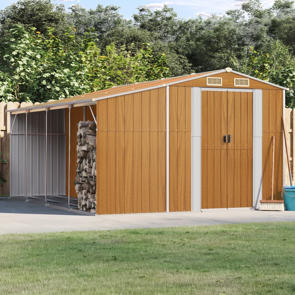 E-shop Multidom Záhradná kôlňa svetlohnedé 277x365,5x179 cm pozinkovaná oceľ