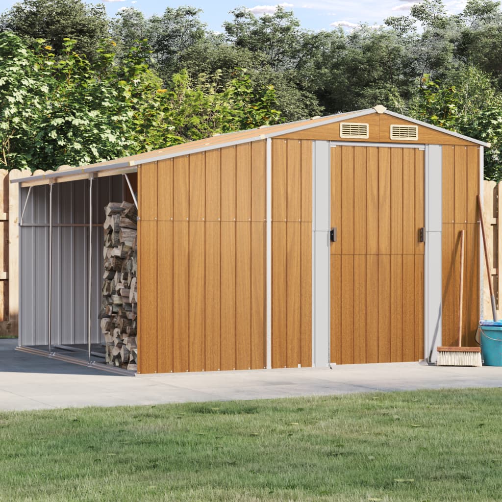 E-shop Multidom Záhradná kôlňa bledohnedá 277x279x179 cm pozinkovaná oceľ