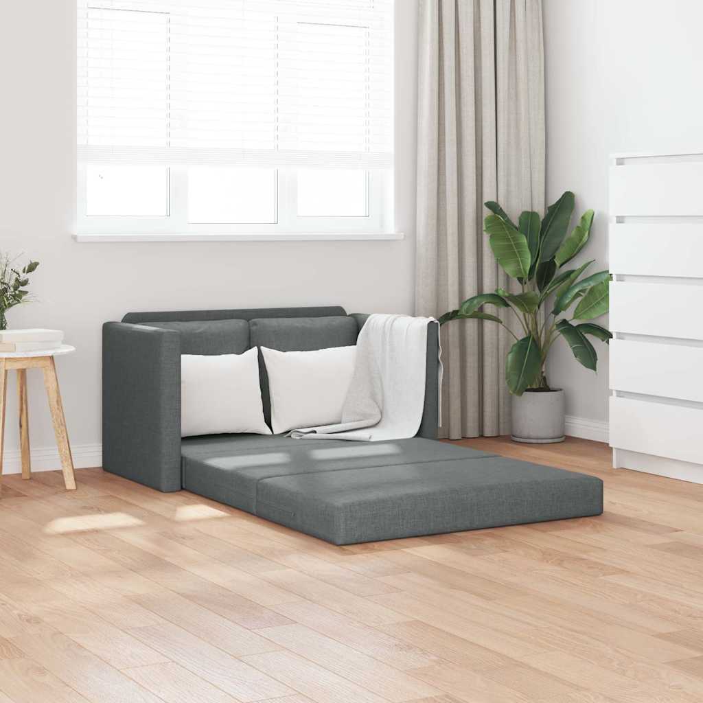 E-shop Multidom Podlahová rozkladacia pohovka 2v1 tmavosivá 112x174x55 cm látka