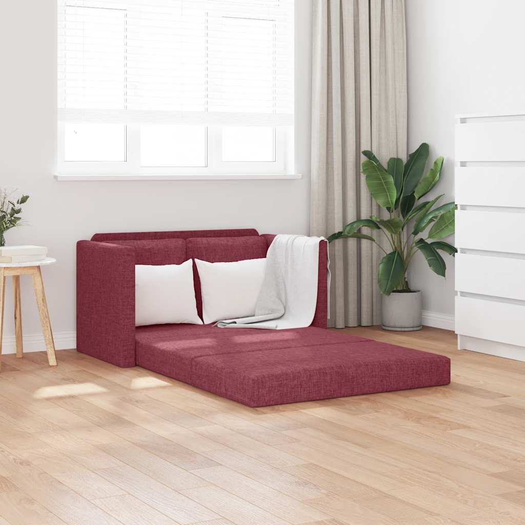 E-shop Multidom Podlahová rozklad. pohovka 2v1 vínovočervená 112x174x55cm látka
