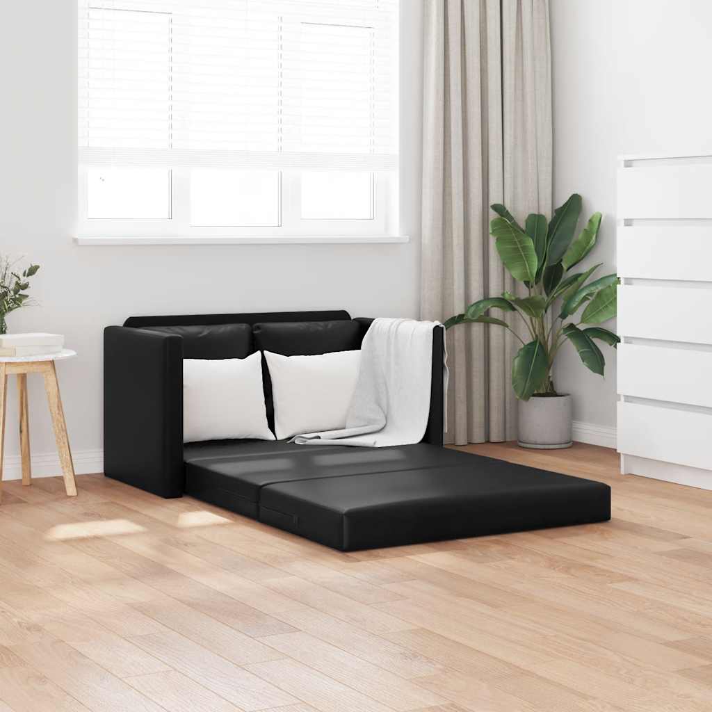E-shop Multidom Podlahová rozklad. pohovka 2 v 1 čierna 112x174x55cm umelá koža