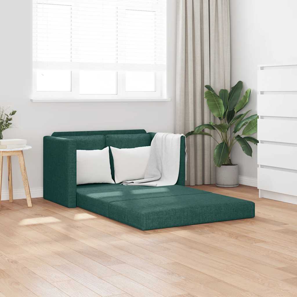 E-shop Multidom Podlahová rozklad. pohovka 2v1 tmavozelená 112x174x55 cm látka