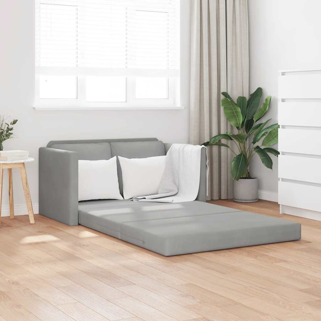 E-shop Multidom Podlahová rozkladacia pohovka 2v1 svetlosivá 122x204x55cm zamat