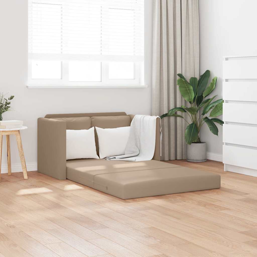E-shop Multidom Podlahová rozkl. pohovka 2v1 kapučínová 112x174x55cm umelá koža