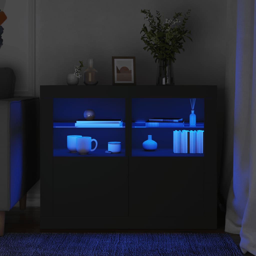 E-shop Multidom Bočné stolíky s LED svetlami 2 ks čierne kompozitné drevo