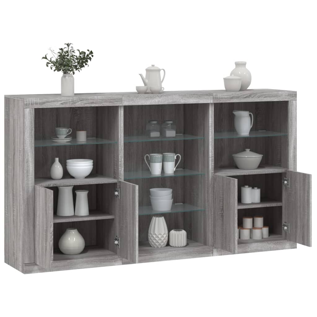 E-shop Multidom Komoda s LED svetlami sivá sonoma 181,5x37x100 cm
