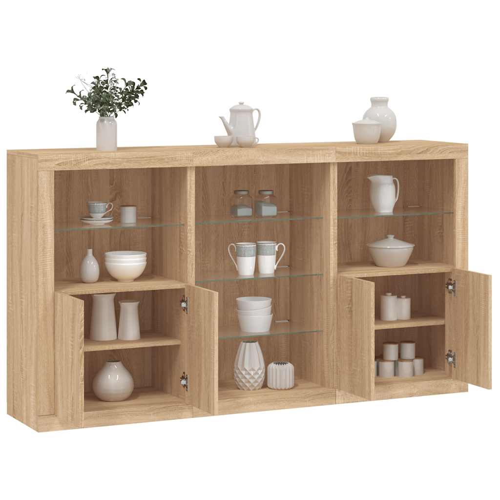 E-shop Multidom Komoda s LED svetlami dub sonoma 181,5x37x100 cm