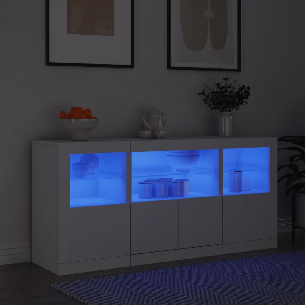 E-shop Multidom Komoda s LED svetlami biela 142,5x37x67 cm