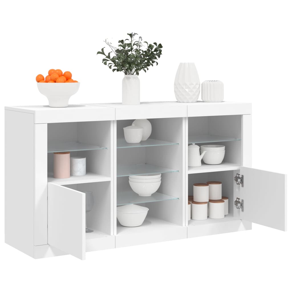 E-shop Multidom Komoda s LED svetlami biela 123x37x67 cm