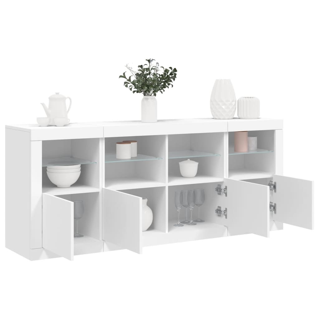 E-shop Multidom Komoda s LED svetlami biela 163x37x67 cm