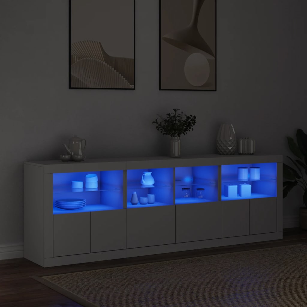 E-shop Multidom Komoda s LED svetlami biela 202x37x67 cm