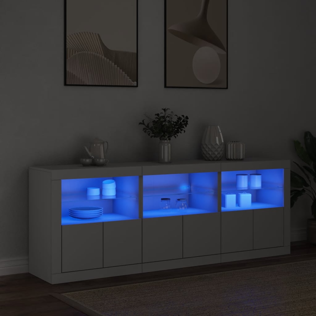 E-shop Multidom Komoda s LED svetlami biela 181,5x37x67 cm