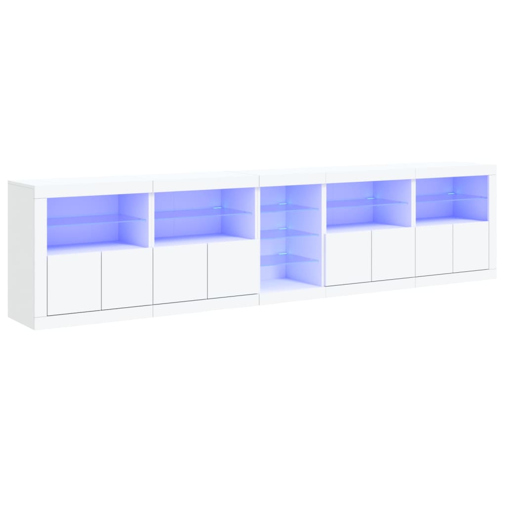 E-shop Multidom Komoda s LED svetlami biela 283x37x67 cm