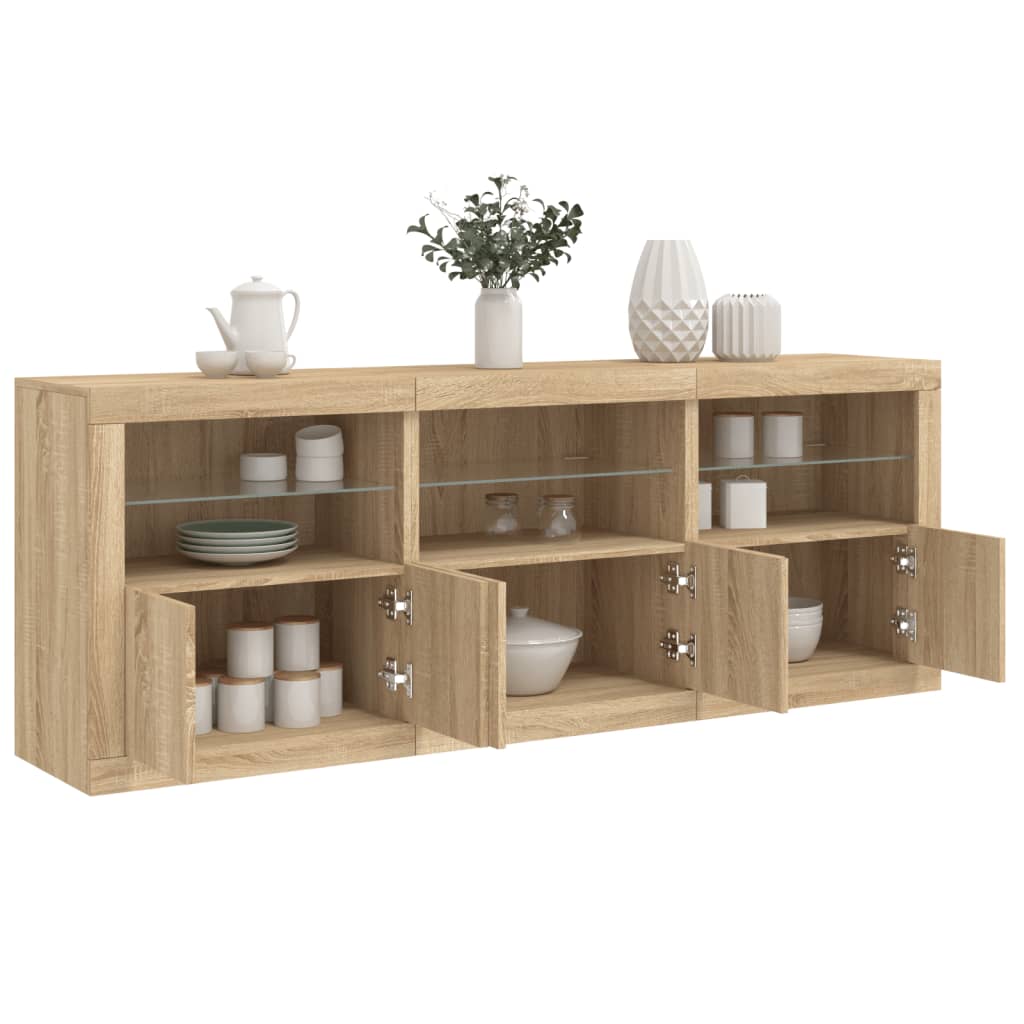 E-shop Multidom Komoda s LED svetlami dub sonoma 181,5x37x67 cm