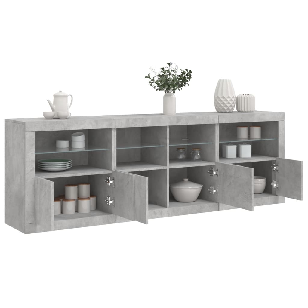 E-shop Multidom Komoda s LED svetlami betónovo sivá 202x37x67 cm