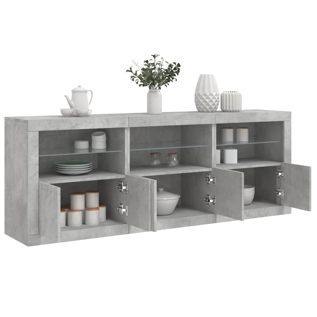 E-shop Multidom Komoda s LED svetlami betónovo sivá 181,5x37x67 cm