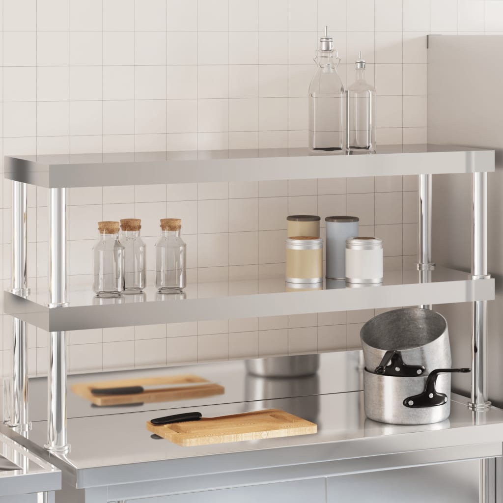 E-shop Multidom Polica na pracovný stôl 2 posch. 110x30x65cm nehrdzavejúca oceľ