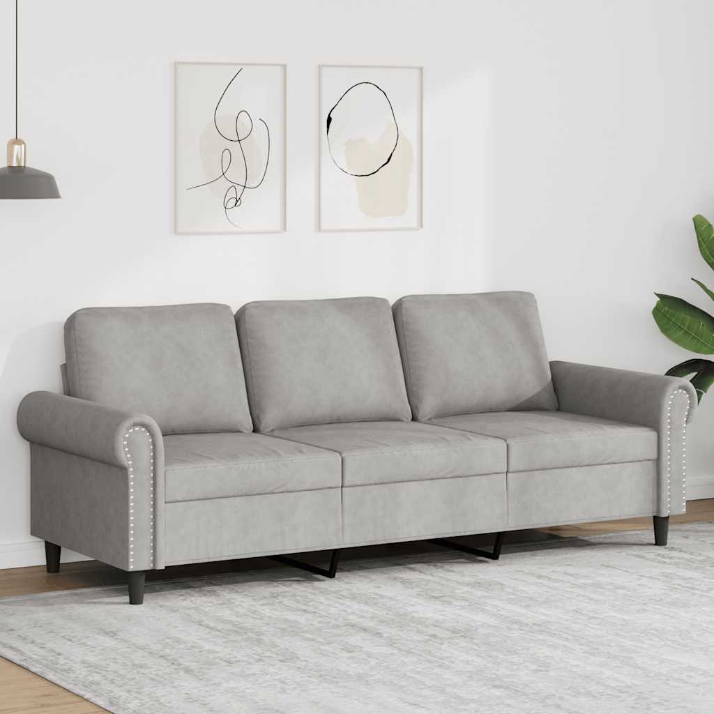 E-shop Multidom 3-miestna pohovka, svetlosivá 180 cm, zamat