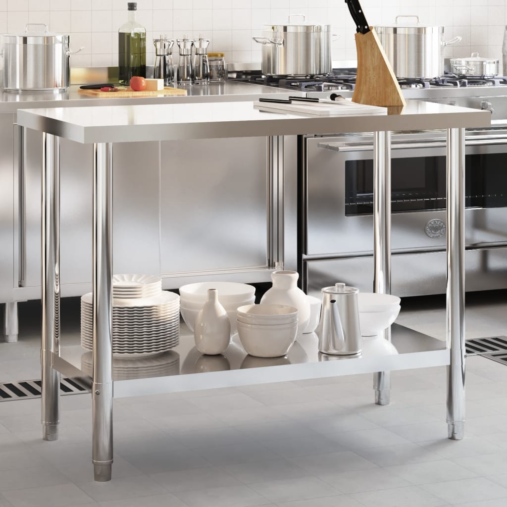 E-shop Multidom Kuchynský pracovný stôl 110x55x85 cm nehrdzavejúca oceľ