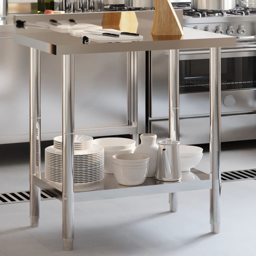 E-shop Multidom Kuchynský pracovný stôl so zástenou 82,5x55x93 cm oceľ