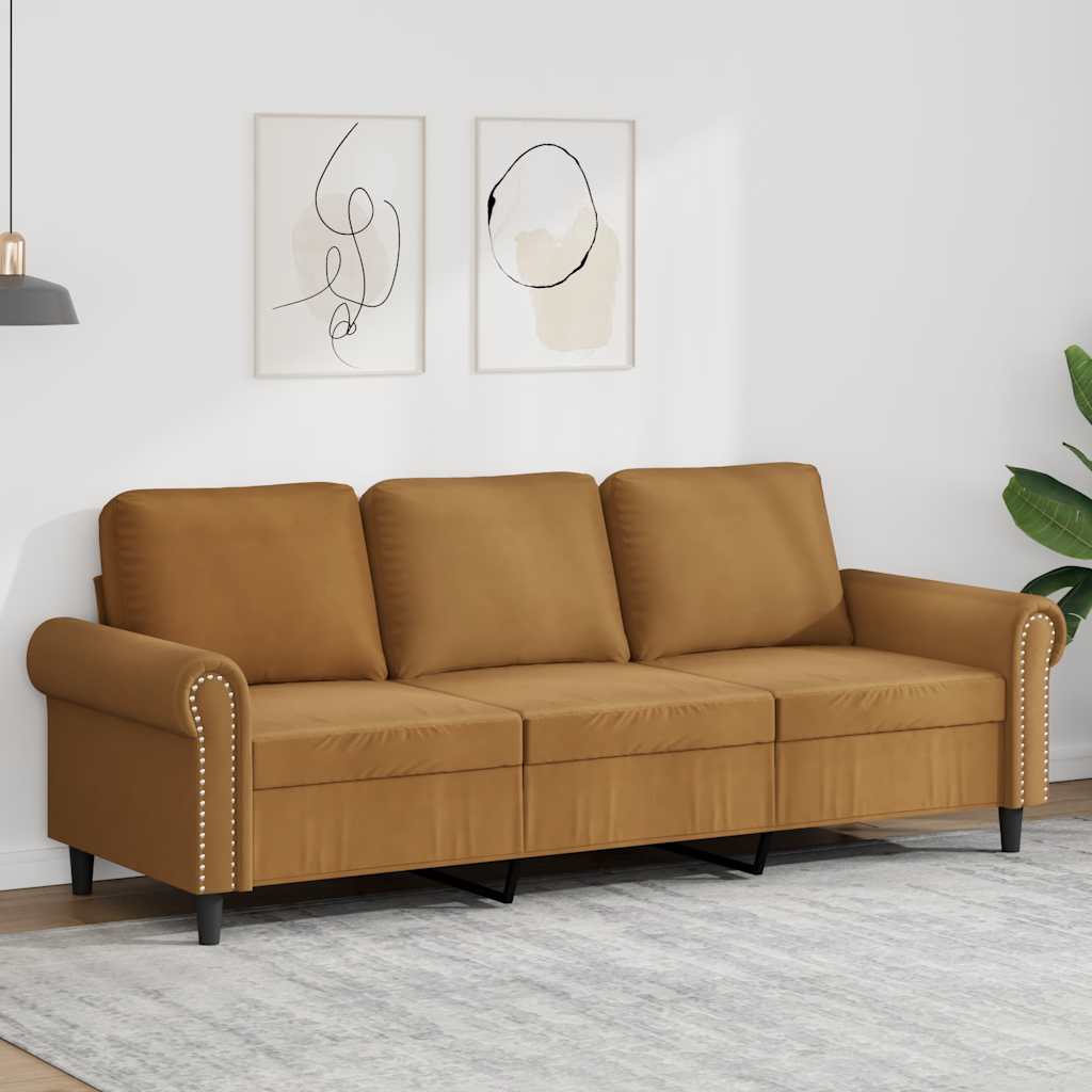 E-shop Multidom 3-miestna pohovka hnedá 180 cm zamat