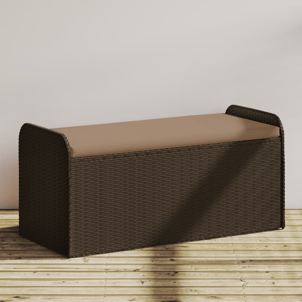 E-shop Multidom Úložná lavička s vankúšom hnedá 115x51x52 cm polyratan